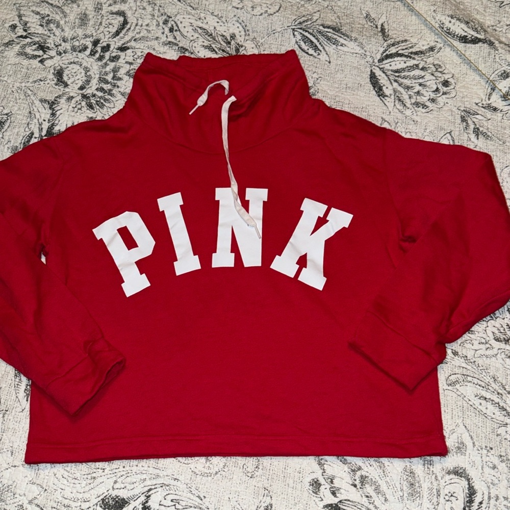 Like new PINK funnel neck cropped sweatshirt